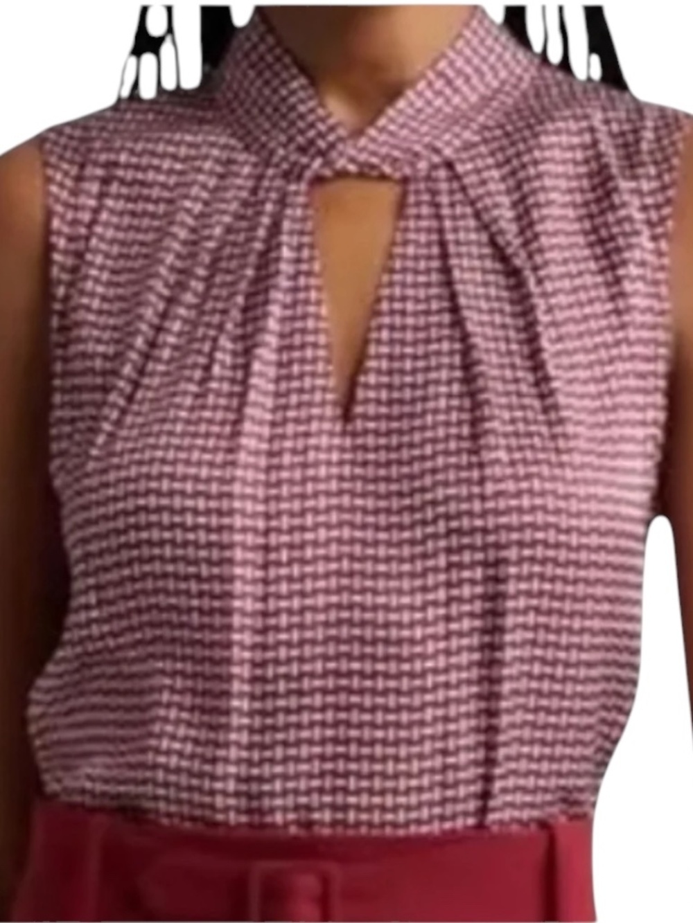 Judith & Charles Mathys Geo Print Sleeveless Cutout Top Size 0 Brick White